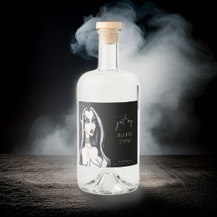 Waterverf Gotische Heks Halloween Zwart Likeurfles Etiket