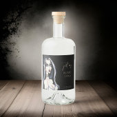Waterverf Gotische Heks Halloween Zwart Likeurfles Etiket