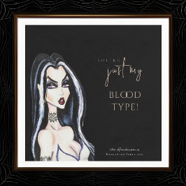 Waterverf Gotische Heks Halloween Zwart Servet