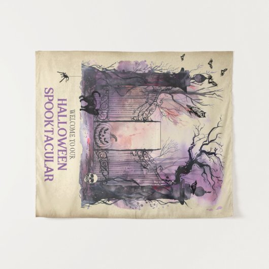 Waterverf Gotische Poort Entree Halloween Welkom Wandkleed (Voorkant (horizontaal))