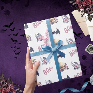 Waterverf Gotische Schedel Roos Raven Bats Boo Gif Cadeaupapier