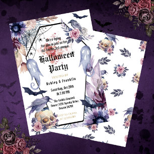 Waterverf Gotische Volwassen Halloweenfeest Kaart