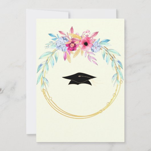 Waterverf Goud Afstuderen Uitnodiging Kaart (Achterkant)