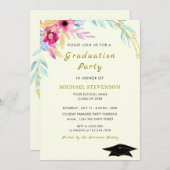 Waterverf Goud Afstuderen Uitnodiging Kaart (Voorkant / Achterkant)