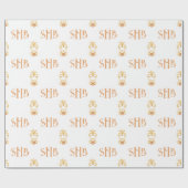 Waterverf goud bloeit 3 letter monogram cadeaupapier (Vlak)