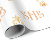 Waterverf goud bloeit 3 letter monogram cadeaupapier (Rol Hoek)