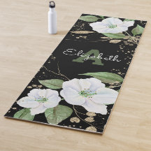 Waterverf Goud Bloem Motief Zwarte Monogram Naam S