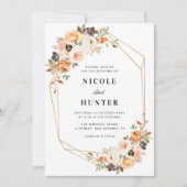 waterverf goud en bloedige geometrische bruiloft kaart (Voorkant)