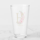 Waterverf Goud en Bloem Monogram Letter H Glas (Achterkant)