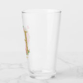 Waterverf Goud en Bloem Monogram Letter H Glas (Links)
