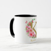 Waterverf Goud en Bloem Monogram Letter K Mok (Voorkant links)