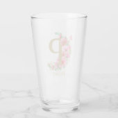 Waterverf Goud en Bloem Monogram Letter P Glas (Achterkant)