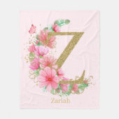 Waterverf Goud en Bloem Monogram Letter Z Fleece Deken (Voorkant)