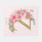 Waterverf Goud en Bloem Monogram Letter Z Fleece Deken (Voorkant (Horizontaal))