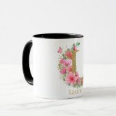 Waterverf Goud en Bloemige Monogram Letter L Mok (Voorkant links)