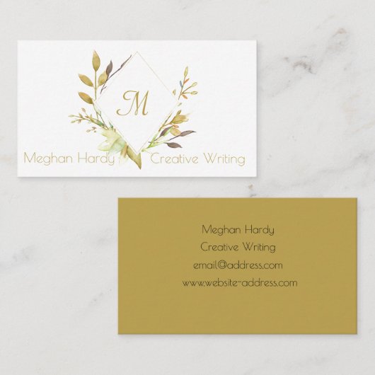 Waterverf Goud en Grijs Lijst Visitekaartje (Voorkant / Achterkant)