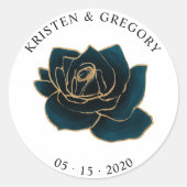 Waterverf Goud en Groene Monogram Sticker (Voorkant)