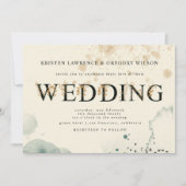 Waterverf Goud en Groene Rozen Huwelijksuitnodigin Kaart (Voorkant)