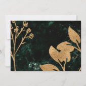 Waterverf Goud en Groene Rozen Huwelijksuitnodigin Kaart (Achterkant)