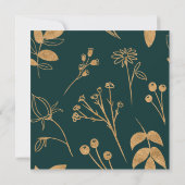 Waterverf Goud en Groene Rozen Vierkante Bruiloft Kaart (Achterkant)