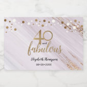 Waterverf Goud Gepersonaliseerd 40 en Fabulous Sparkling Wijnetiket (Enkel label)