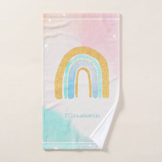 Waterverf Goud Glitter Regenboog Bad Handdoek (Handdoek)