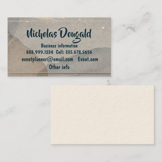 Waterverf Goud Grijs Eenvoudig beroep Visitekaartje (Voorkant / Achterkant)