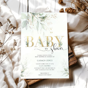 Waterverf Goud Groene Baby Shower Kaart