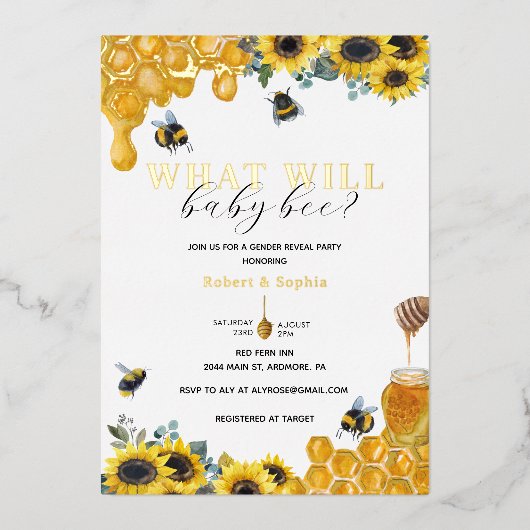 Waterverf Goud onthullen Folie Uitnodiging (Voorkant)