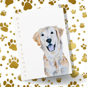 Waterverf Goud Retriever Hond Gelukkige Verjaardag Kaart
