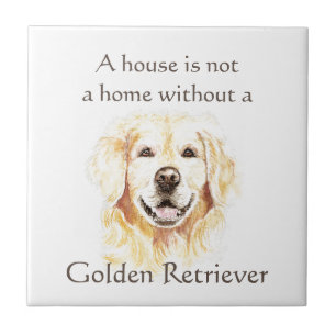 Waterverf Goud Retriever Hond Huisdier Dier Citaat Tegeltje
