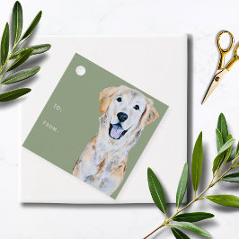 Waterverf Goud Retriever Hond Naar/Van Geschenk Bedankjes Labels