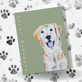 Waterverf Goud Retriever Hond Sfeervolle Verjaarda Kaart