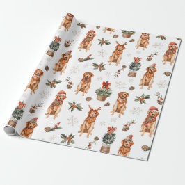 Waterverf Goud Retriever Kerst Honden Cadeaupapier