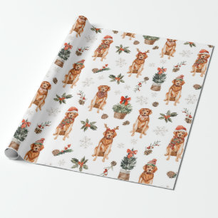 Waterverf Goud Retriever Kerst Honden Cadeaupapier