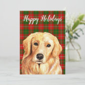 Waterverf Goud Retriever op maat Feestdagenkaart (Staand voorkant)