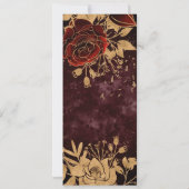 Waterverf Goud Rode Rozen Bruiloft Menu Kaart (Achterkant)