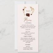 Waterverf Goud Rode Rozen Bruiloft Menu Kaart (Voorkant)