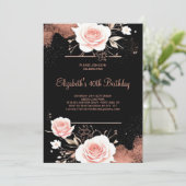 Waterverf Goud Roos Online 40e Verjaardag Kaart (Staand voorkant)