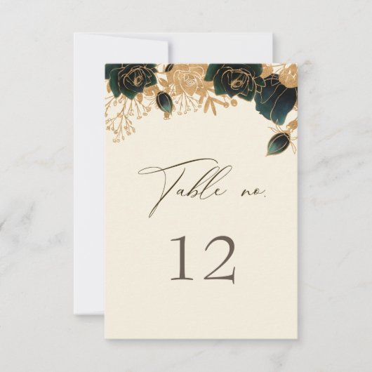Waterverf Goud Roos Trouwtafel nummer RSVP Kaartje (Voorkant)