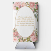 Waterverf Goud Roze Bloemen Elegante Bruiloft Guns Seltzer Blikjeskoeler (Achterkant)