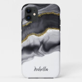 Waterverf Goud Zwart Personaliseren Case-Mate iPhone Case (Achterkant)