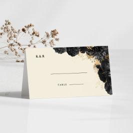 Waterverf Goud Zwart Rozen Bruiloft Plaats Kaart Plaatskaartje