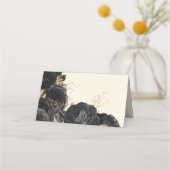 Waterverf Goud Zwart Rozen Bruiloft Plaats Kaart Plaatskaartje (Achterkant)