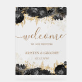 Waterverf Goud Zwart Rozen Bruiloft Welkom Acryl Bord (Voorkant)