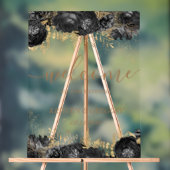 Waterverf Goud Zwart Rozen Bruiloft Welkom Acryl Bord (Neutraal)