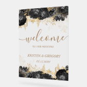 Waterverf Goud Zwart Rozen Bruiloft Welkom Acryl Bord (Hoek)