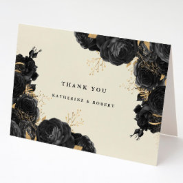 Waterverf Goud Zwart Rozen Foto Bedankkaart