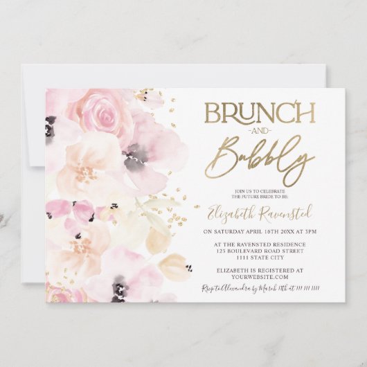 Waterverf goudbrunch vrijgezellenfeest van Floral Kaart (Voorkant)