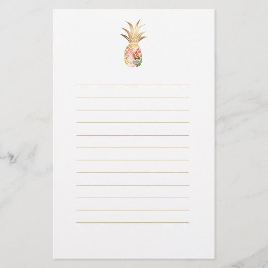 Waterverf gouden ananas Briefpapier (Voorkant)